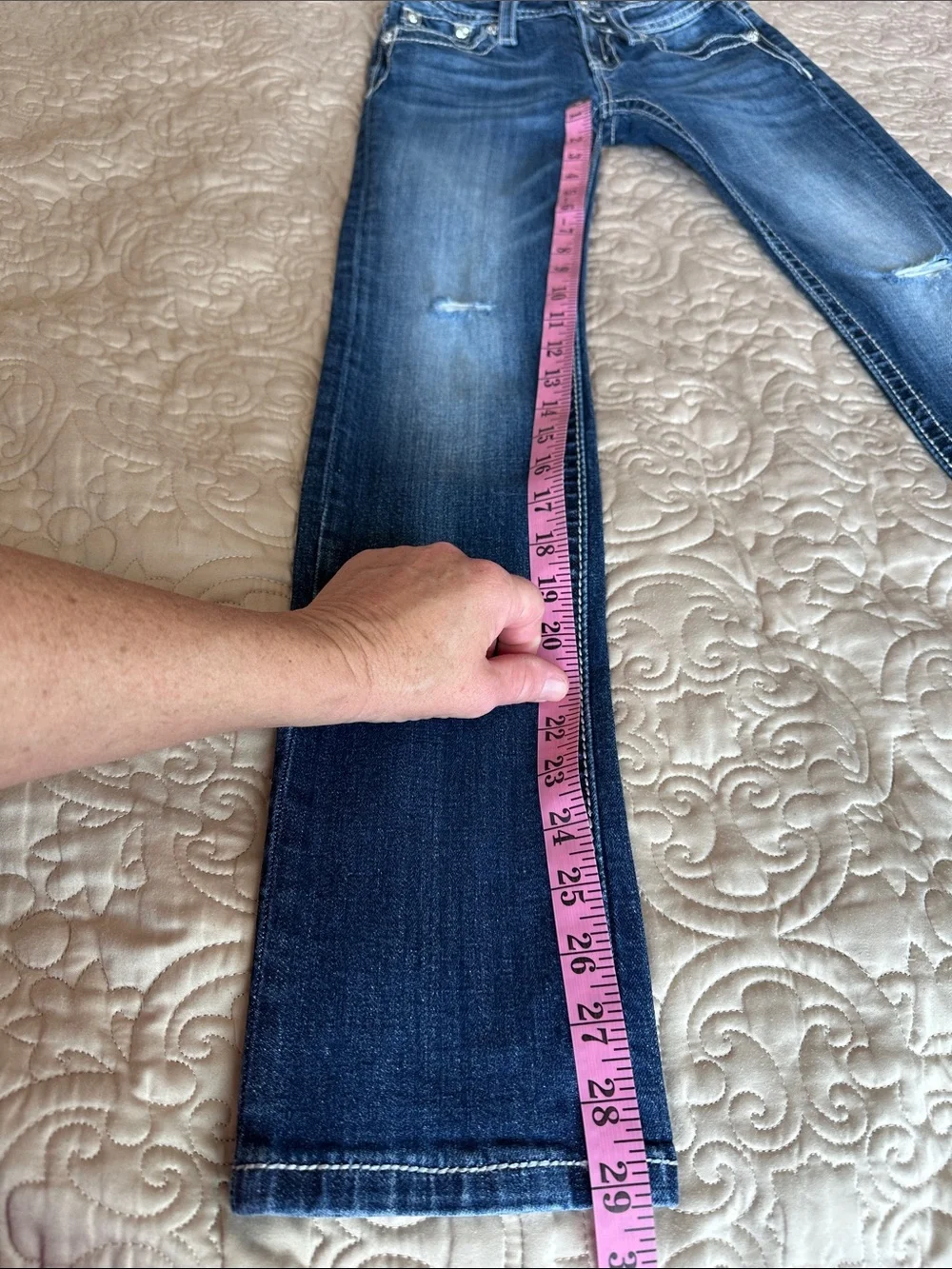 Miss Me Girls 12  Dark Wash Bootcut Jeans with Knee Whiskering